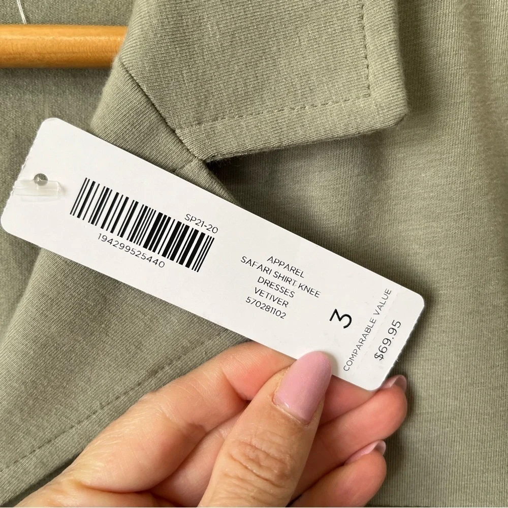 Chico’s Green Safari Shirt Dress NWT